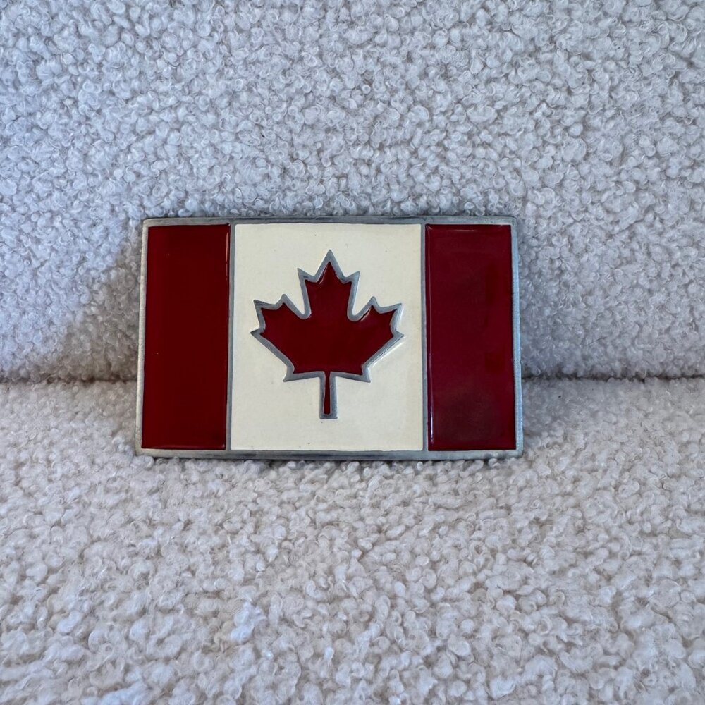 Canadian Red Maple Leaf Flag Metal Belt Buckle